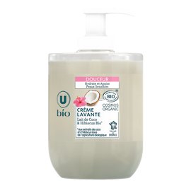 Crème lavante douceur Lait de coco & hibiscus - U BIO - Hygiène