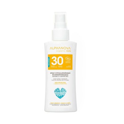 Spray solaire hypoallergénique format voyage SPF30 - ALPHANOVA ORGANIC SUN - Solaires