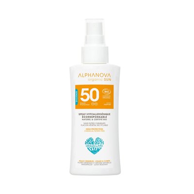 Travel size hypoallergenic sun spray SPF50 - ALPHANOVA SUN - Sun
