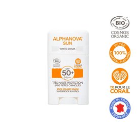 Stick solaire blanc très haute protection visage SPF50+ - ALPHANOVA SUN - Solaires