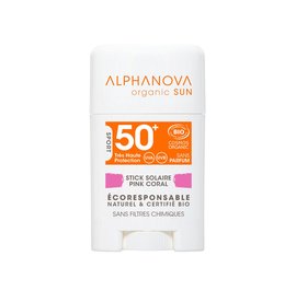Stick solaire rose très haute protection visage SPF50+ - ALPHANOVA ORGANIC SUN - Solaires