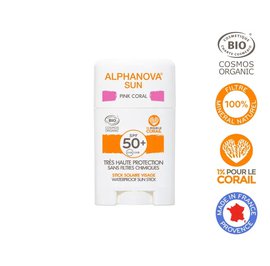 Stick solaire rose très haute protection visage SPF50+ - ALPHANOVA SUN - Solaires