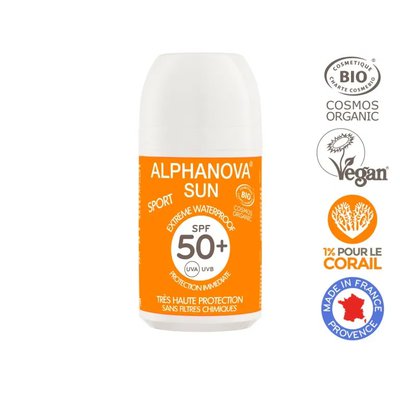 Roll-on solaire très haute protection SPF 50+ - ALPHANOVA SUN - Solaires
