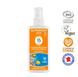 Crème solaire adultes moyenne protection SPF 15 - ALPHANOVA SUN - Solaires